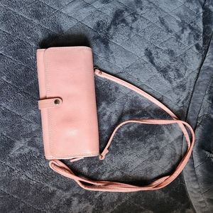Fossil crossbody wallet bag leather pink